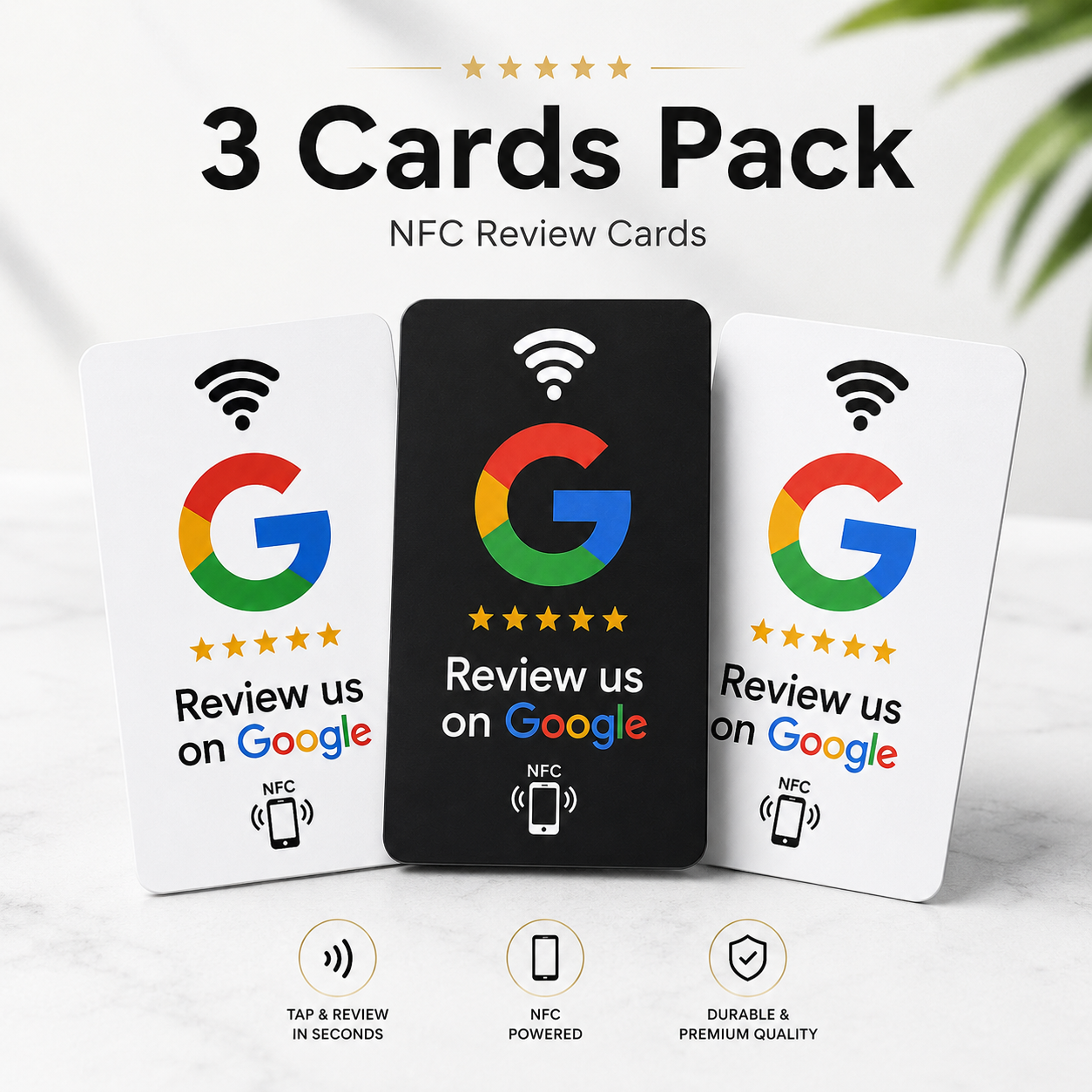 3 Cards Pack — Google Review NFC Cards black and white