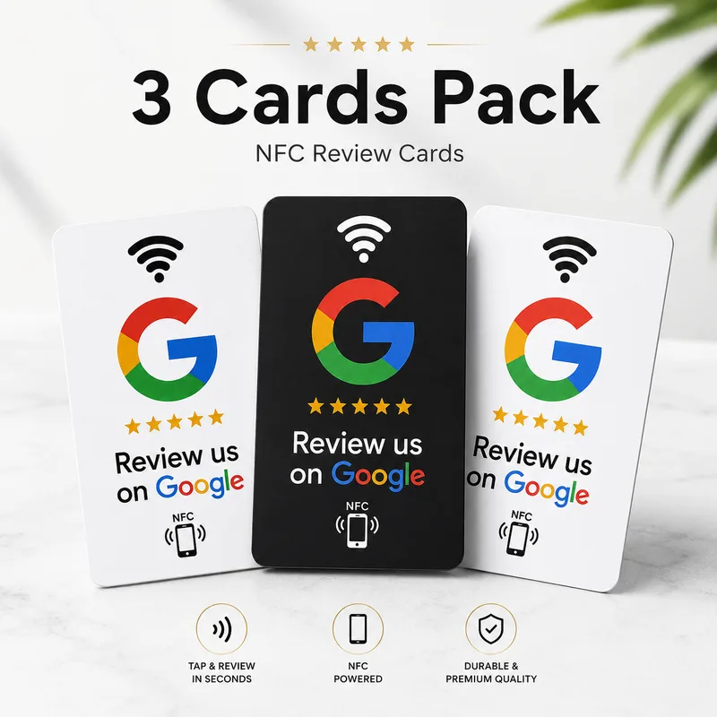 3 Cards Pack — Google Review NFC Cards black and white